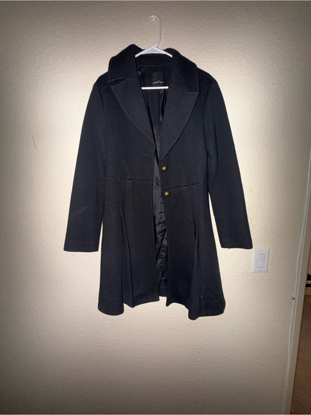 Nanette Lepore Black Wool Pea Coat with Brass Buttons